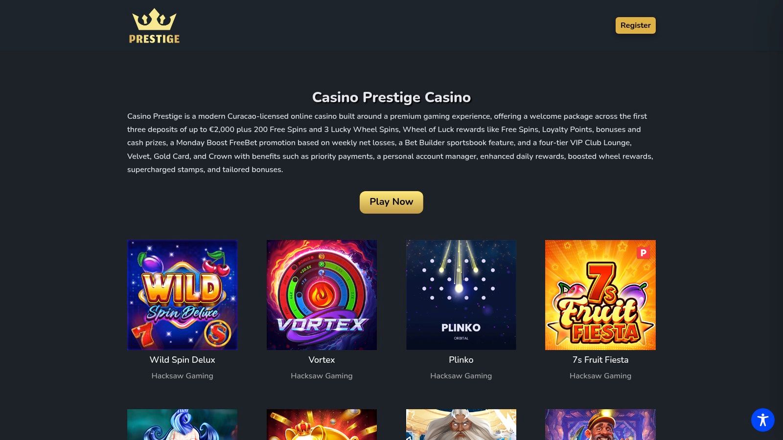 Screenshot from https://casino2prestige.com